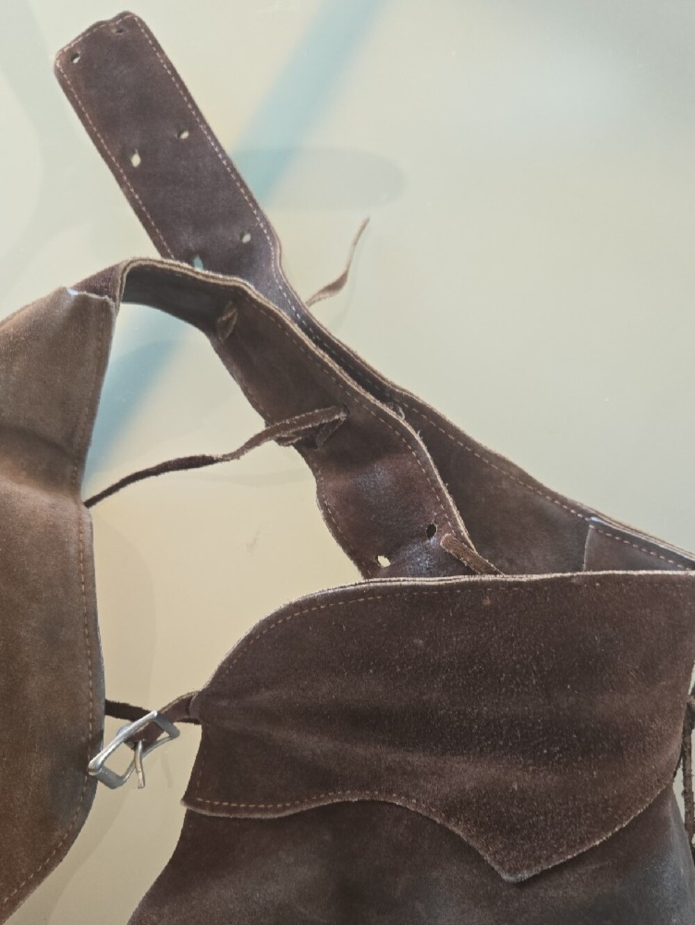 Source Unknown Brown Leather Fringe Men's Chaps - Picture 7 of 11